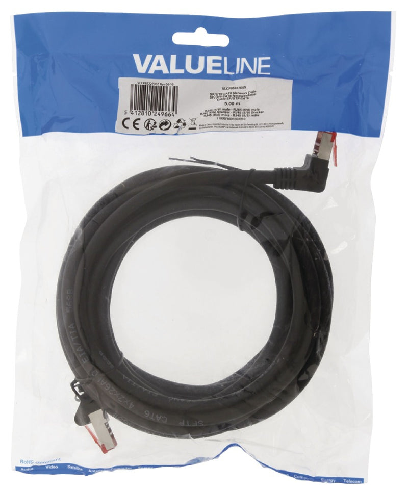 Valueline VLCP85227B50 Cat6 S/ftp Netwerkkabel Rj45 (8/8) Male - Rj45 (8/8) Male 5.00 M Zwart