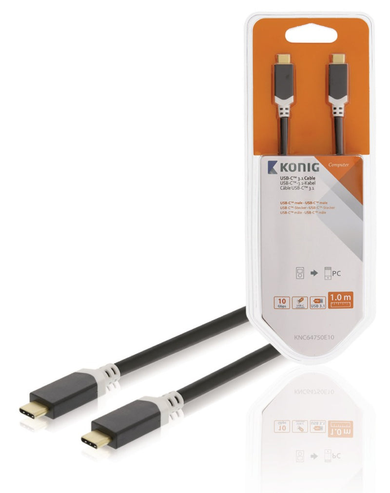 König KNC64750E10 Usb 3.1 Kabel Usb-c Male - Usb-c Male 1.00 M Antraciet Gen 2 (10 Gbps)