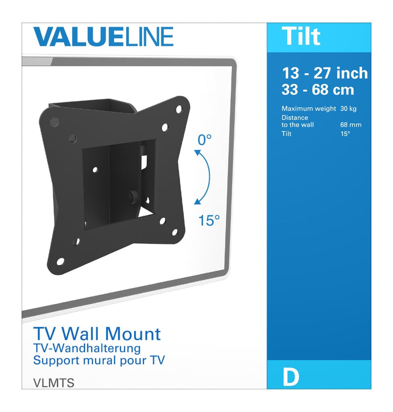 Valueline VLMTS Tv Muurbeugel Kantelen 13 - 27 &quot; 30 Kg