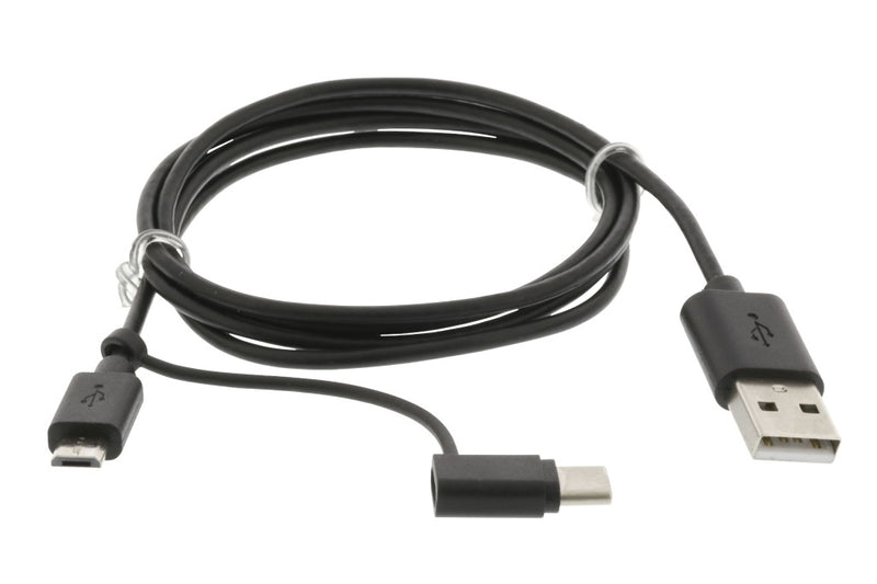Valueline VLMP60610B1.00 Usb 2.0 Kabel Usb A Male - Usb-micro-b / Usb-c Male 1 M Zwart + Type-c-ada