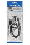 Valueline VLMP60610B1.00 Usb 2.0 Kabel Usb A Male - Usb-micro-b / Usb-c Male 1 M Zwart + Type-c-ada