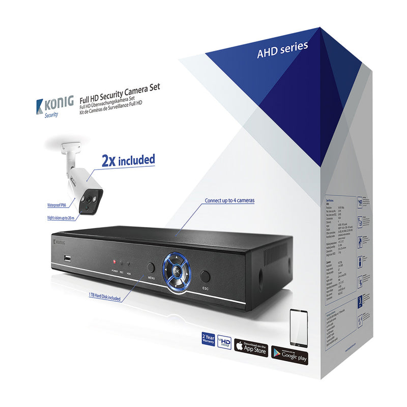 K&ouml;nig SAS-AHDSET02 Cctv-set Hdd 1 Tb - 2x Camera