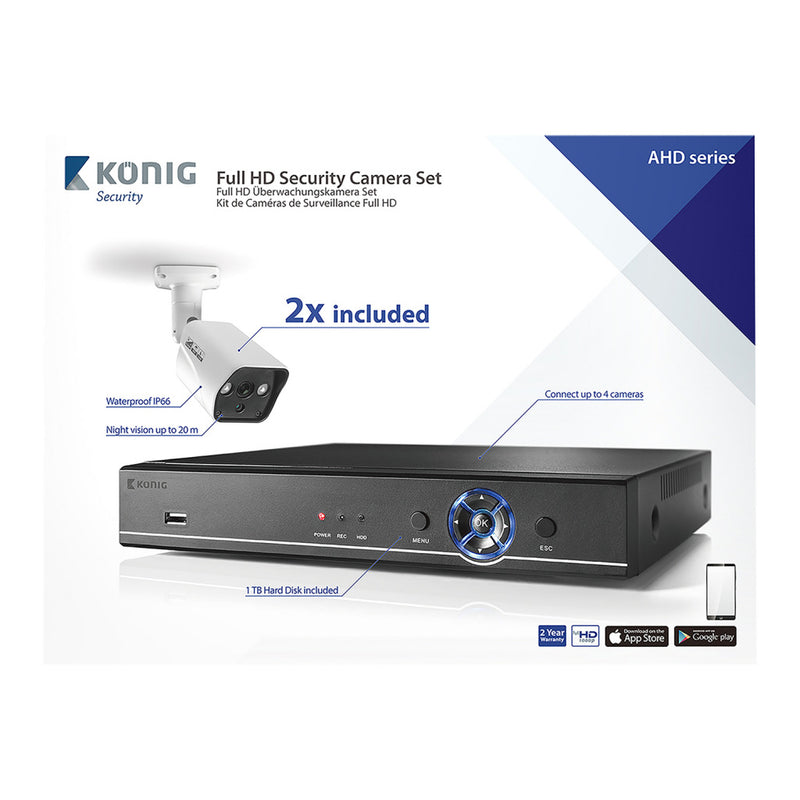 K&ouml;nig SAS-AHDSET02 Cctv-set Hdd 1 Tb - 2x Camera