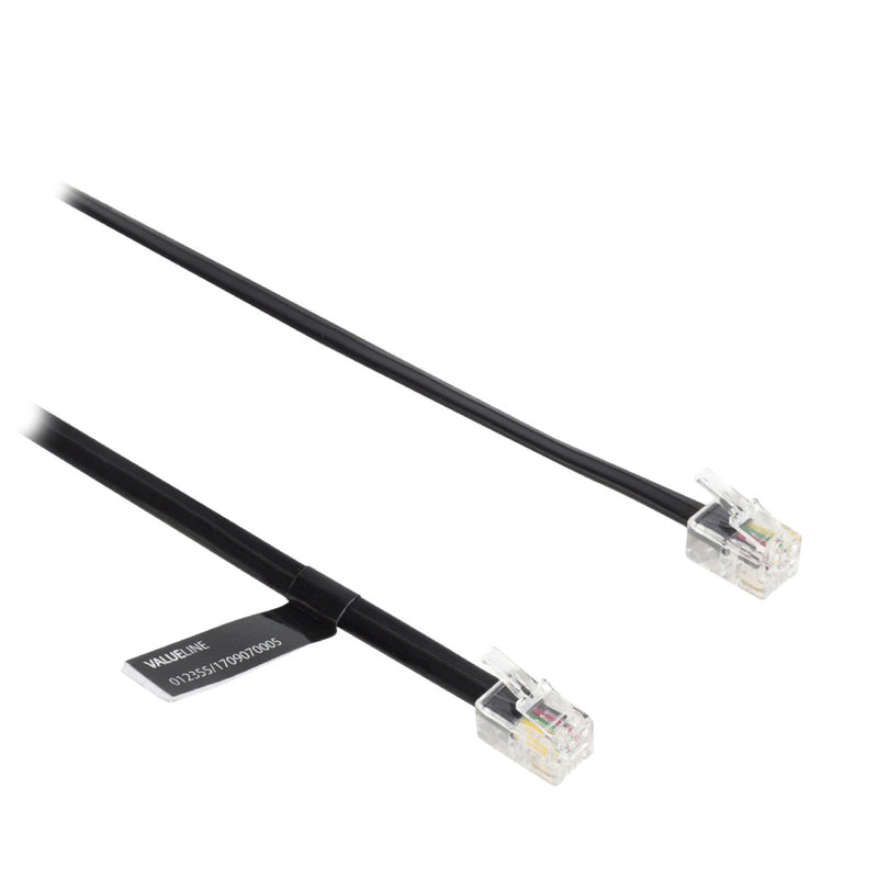 Valueline VLTP90101B10 Telefoonkabel Rj10 (4/4) Male - Rj10 (4/4) Male Plat 1.00 M Zwart
