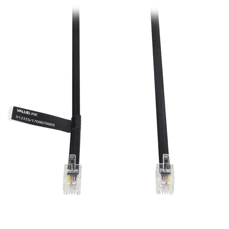 Valueline VLTP90101B10 Telefoonkabel Rj10 (4/4) Male - Rj10 (4/4) Male Plat 1.00 M Zwart
