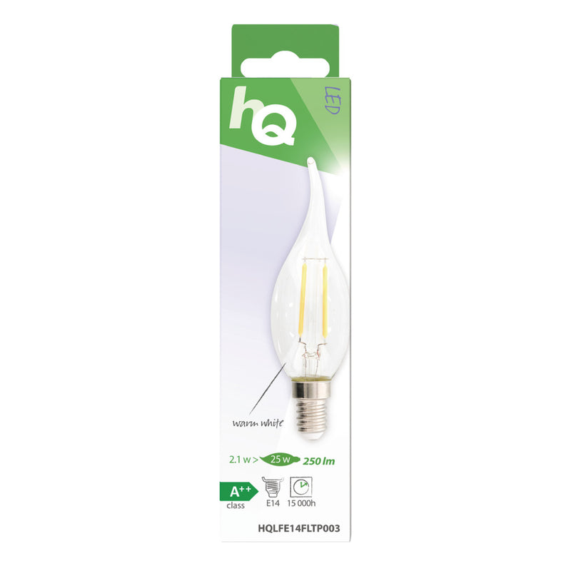 HQ HQLFE14FLTP003 Retro Led-filamentlamp E14 Gebogen Kaars 2.1 W 250 Lm 2700 K