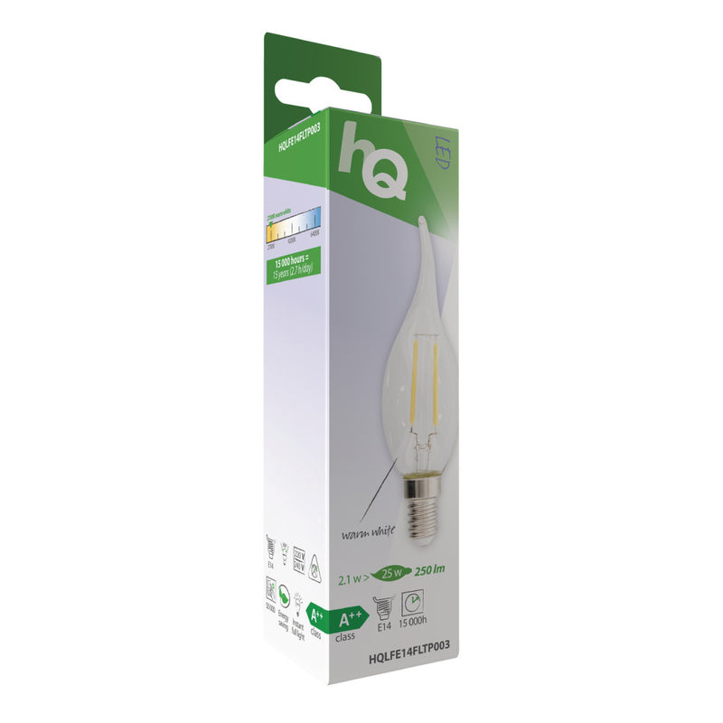 HQ HQLFE14FLTP003 Retro Led-filamentlamp E14 Gebogen Kaars 2.1 W 250 Lm 2700 K