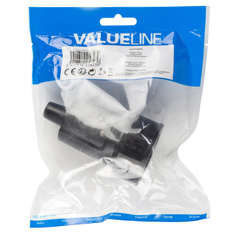Valueline VLEP11801B Stroomstekker Female Polyvinylchloride (pvc) Zwart