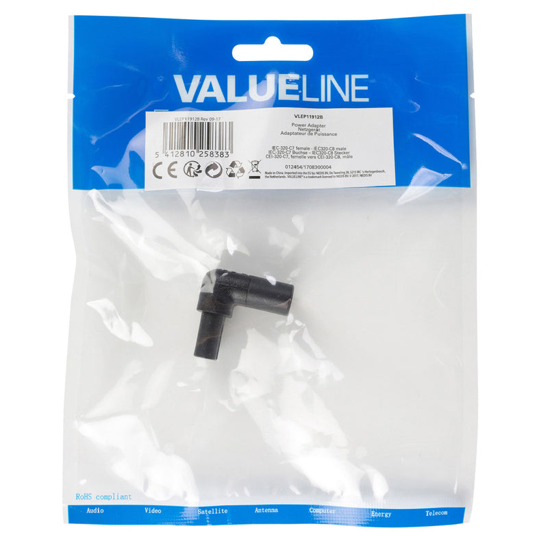 Valueline VLEP11912B Stroomstekker Female/male Polyvinylchloride (pvc) Zwart