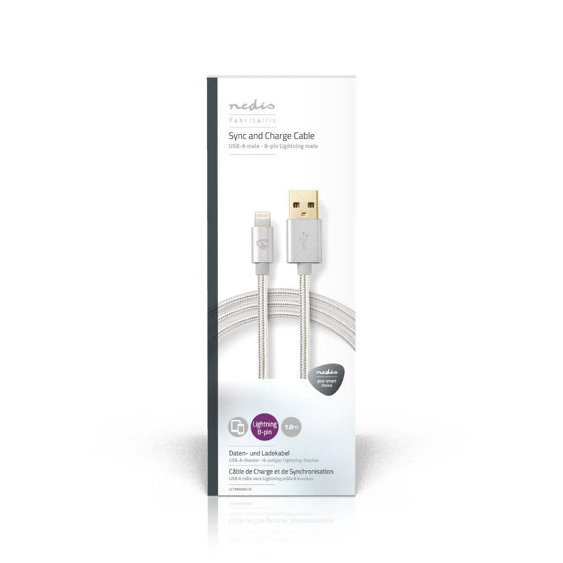 Nedis CCTB39300AL10 Data- En Oplaadkabel Apple Lightning 8-pins Male - Usb A Male 1,0 M Aluminium