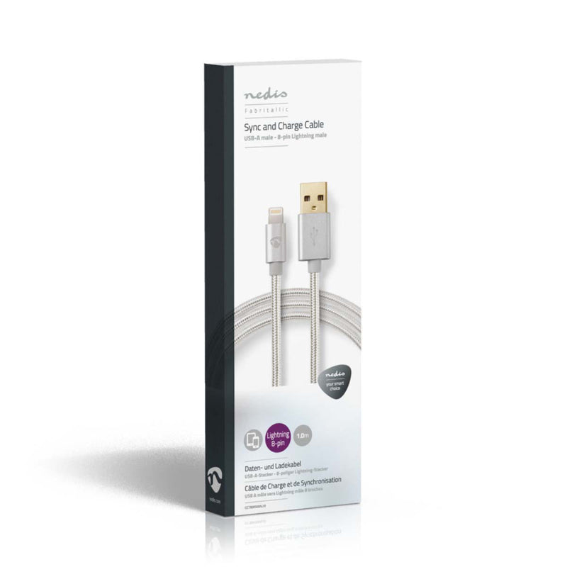 Nedis CCTB39300AL10 Data- En Oplaadkabel Apple Lightning 8-pins Male - Usb A Male 1,0 M Aluminium