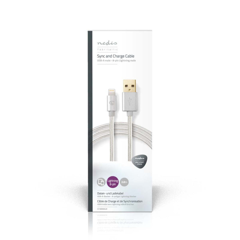 Nedis CCTB39300AL20 Data- En Oplaadkabel Apple Lightning 8-pins Male - Usb A Male 2,0 M Aluminium