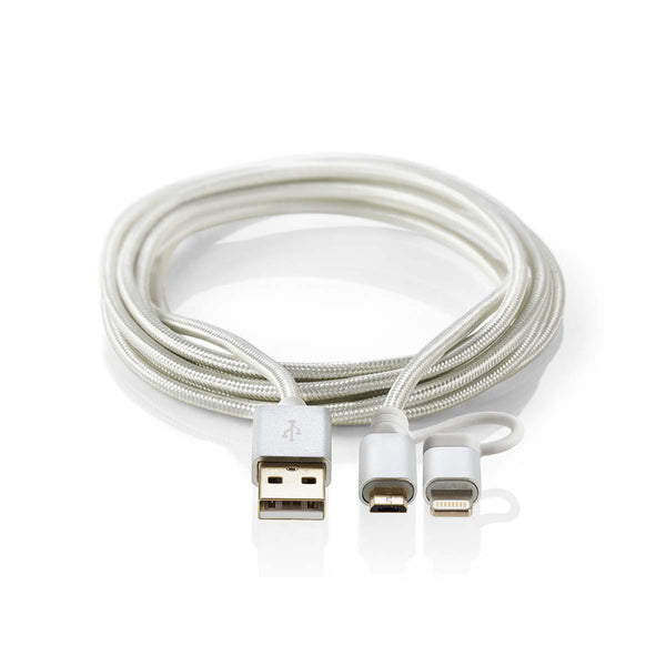 Nedis CCTB39400AL10 2-in-1 Sync- En Oplaadkabel Usb Micro-b Male + Apple Lightning 8-pins Male - Us