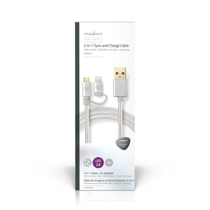 Nedis CCTB39400AL10 2-in-1 Sync- En Oplaadkabel Usb Micro-b Male + Apple Lightning 8-pins Male - Us