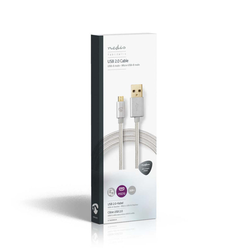 Nedis CCTB60500AL30 Kabel Usb 2.0 A Male - Micro-b Male 3,0 M Aluminium