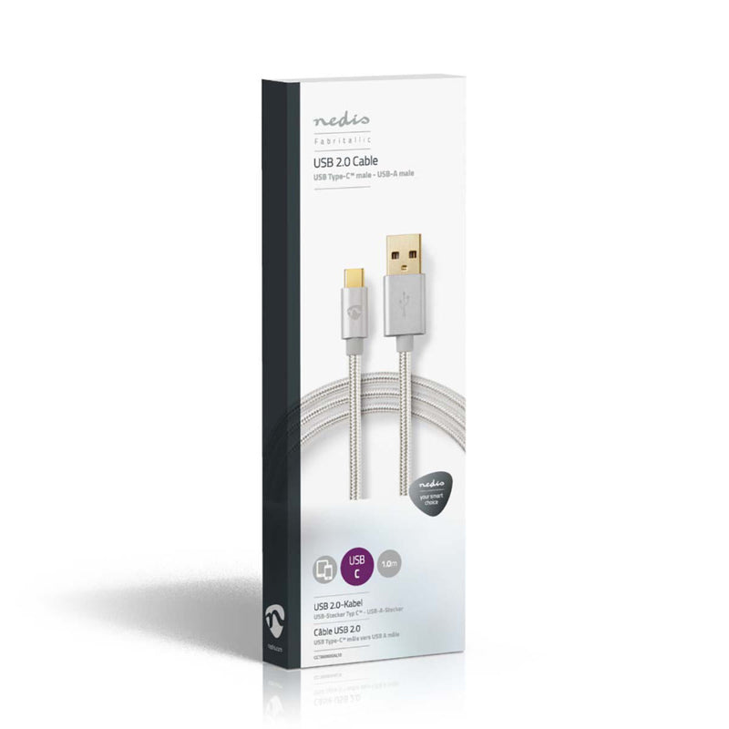 Nedis CCTB60600AL10 Kabel Usb 2.0 Type-c Male - A Male 1,0 M Aluminium