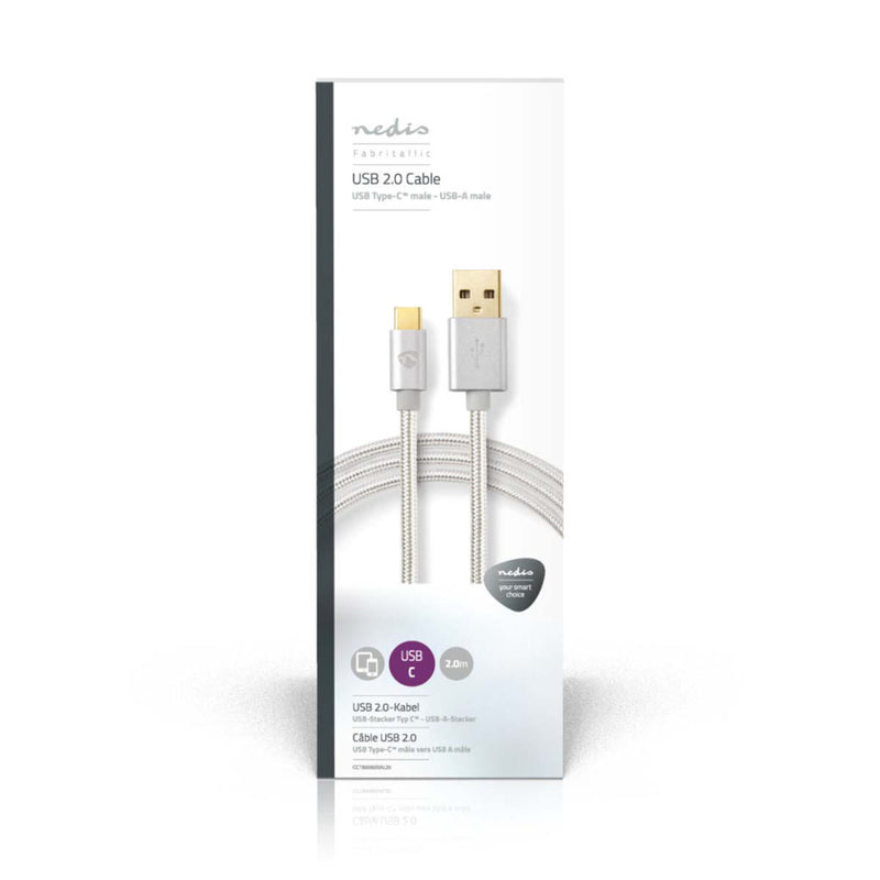 Nedis CCTB60600AL20 Kabel Usb 2.0 Type-c Male - A Male 2,0 M Aluminium