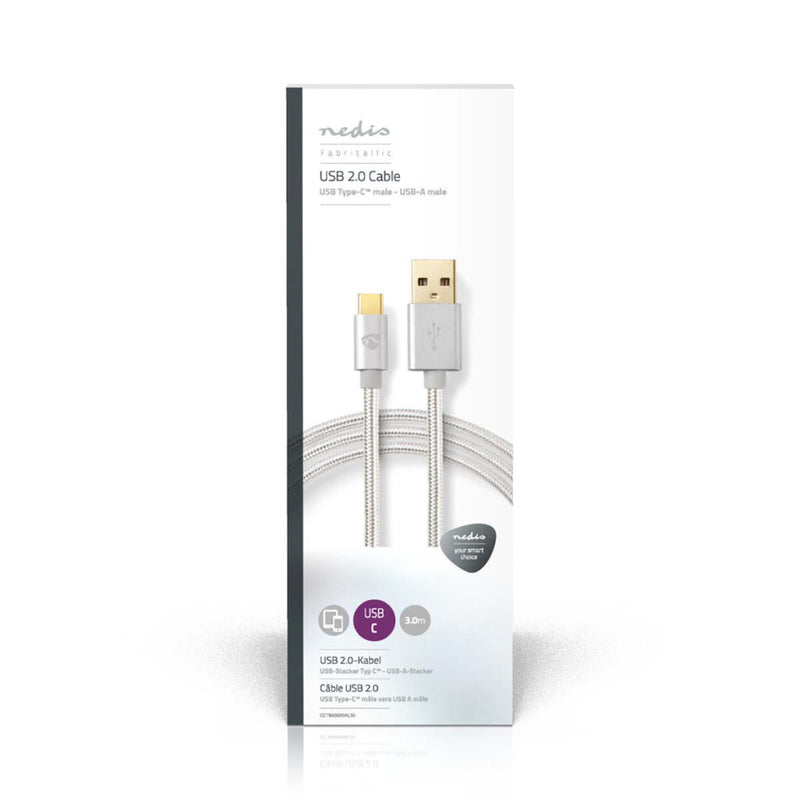 Nedis CCTB60600AL30 Kabel Usb 2.0 Type-c Male - A Male 3,0 M Aluminium