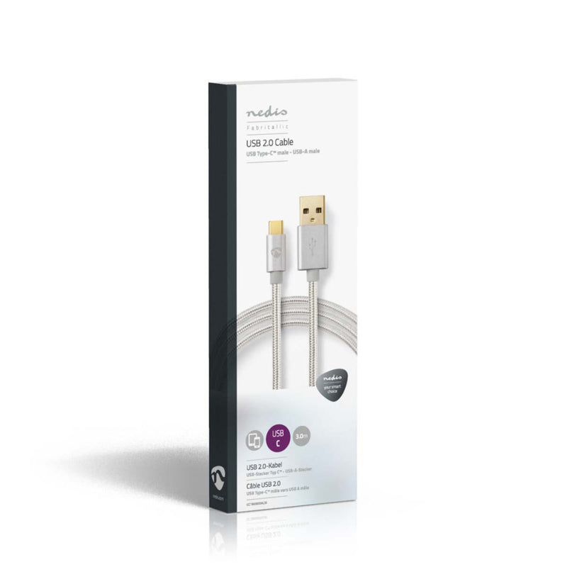 Nedis CCTB60600AL30 Kabel Usb 2.0 Type-c Male - A Male 3,0 M Aluminium