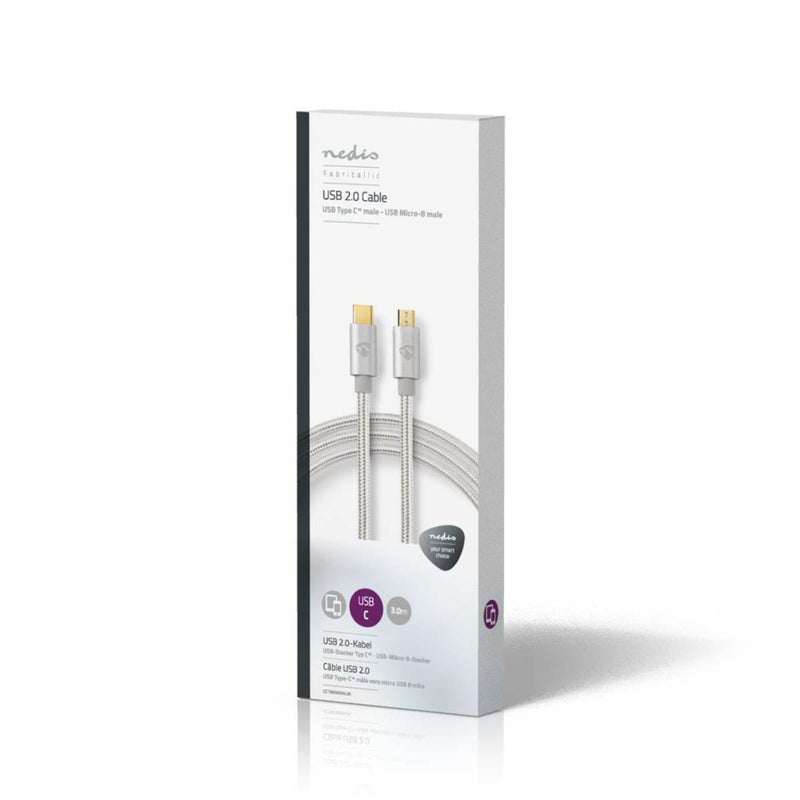 Nedis CCTB60650AL30 Kabel Usb 2.0 Type-c Male - Micro-b Male 3,0 M Aluminium