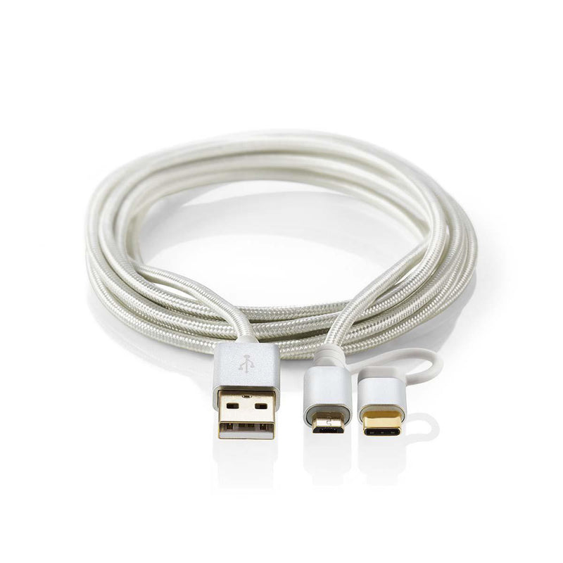 Nedis CCTB60610AL10 2-in-1 Sync- En Oplaadkabel Usb Micro-b Male + Usb Type-c Male - A Male 1,0 M A