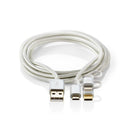 Nedis CCTB60620AL10 3-in-1 Sync- En Oplaadkabel Usb Micro-b Male + Usb Type-c Male + Apple Lightnin