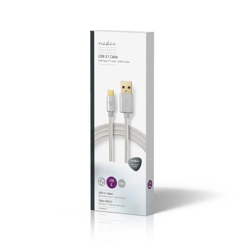 Nedis CCTB61600AL20 Kabel Usb 3.0 Type-c Male - A Male 2,0 M Aluminium