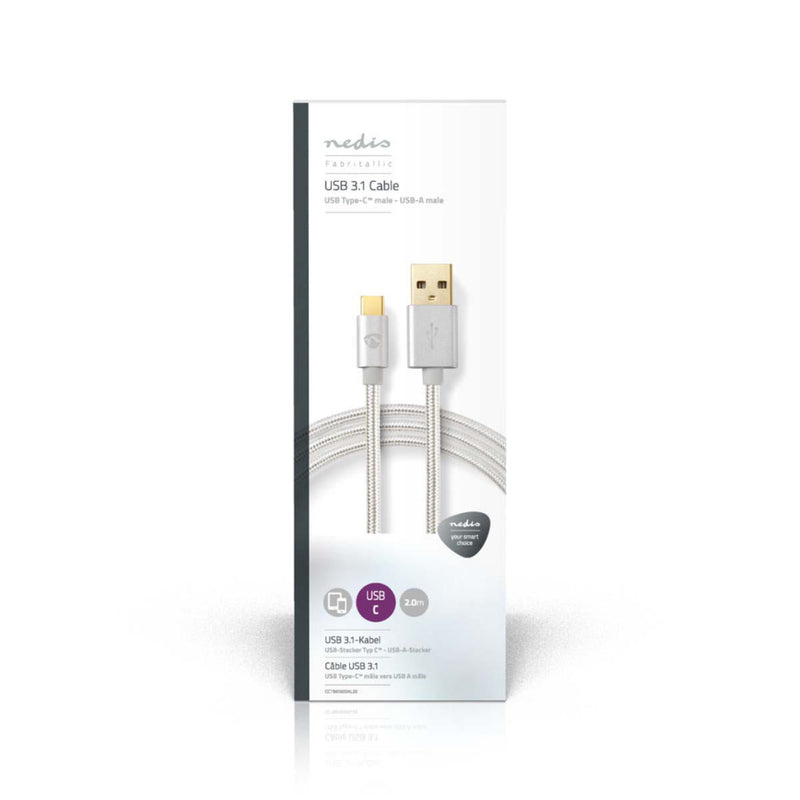 Nedis CCTB61600AL20 Kabel Usb 3.0 Type-c Male - A Male 2,0 M Aluminium
