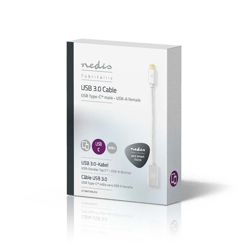 Nedis CCTB61710AL015 Kabel Usb 3.0 Type-c Male - A Female 0,15 M Aluminium