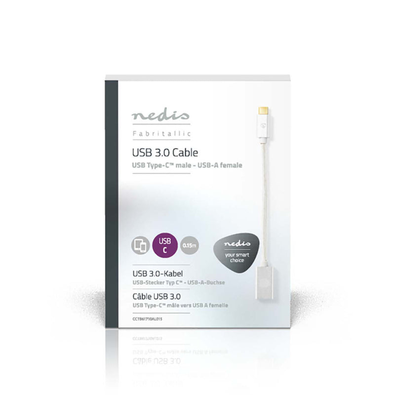 Nedis CCTB61710AL015 Kabel Usb 3.0 Type-c Male - A Female 0,15 M Aluminium