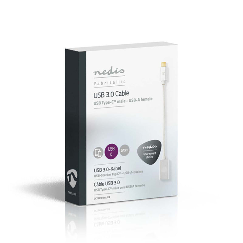 Nedis CCTB61710AL015 Kabel Usb 3.0 Type-c Male - A Female 0,15 M Aluminium