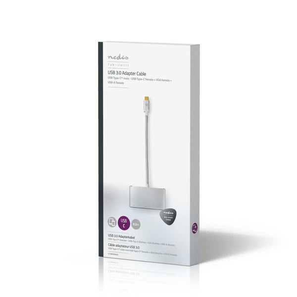 Nedis CCTB64760AL02 Usb Type-c Multi-adapterkabel Type-c Male - Usb A Female + Vga Female + Usb Typ