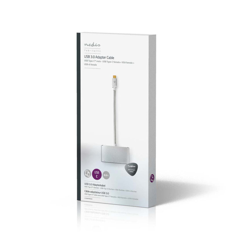 Nedis CCTB64760AL02 Usb Type-c Multi-adapterkabel Type-c Male - Usb A Female + Vga Female + Usb Typ