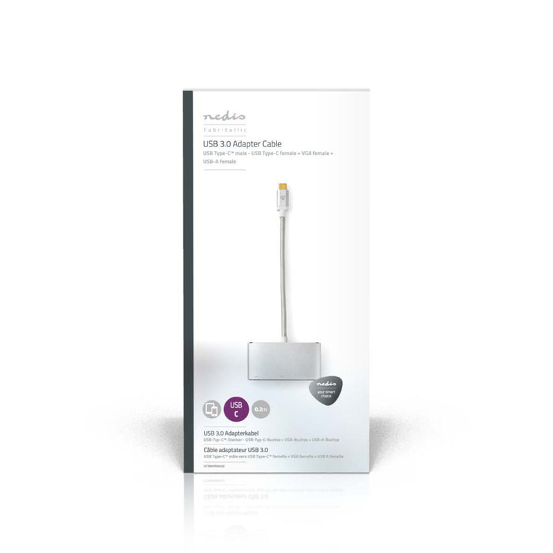 Nedis CCTB64760AL02 Usb Type-c Multi-adapterkabel Type-c Male - Usb A Female + Vga Female + Usb Typ