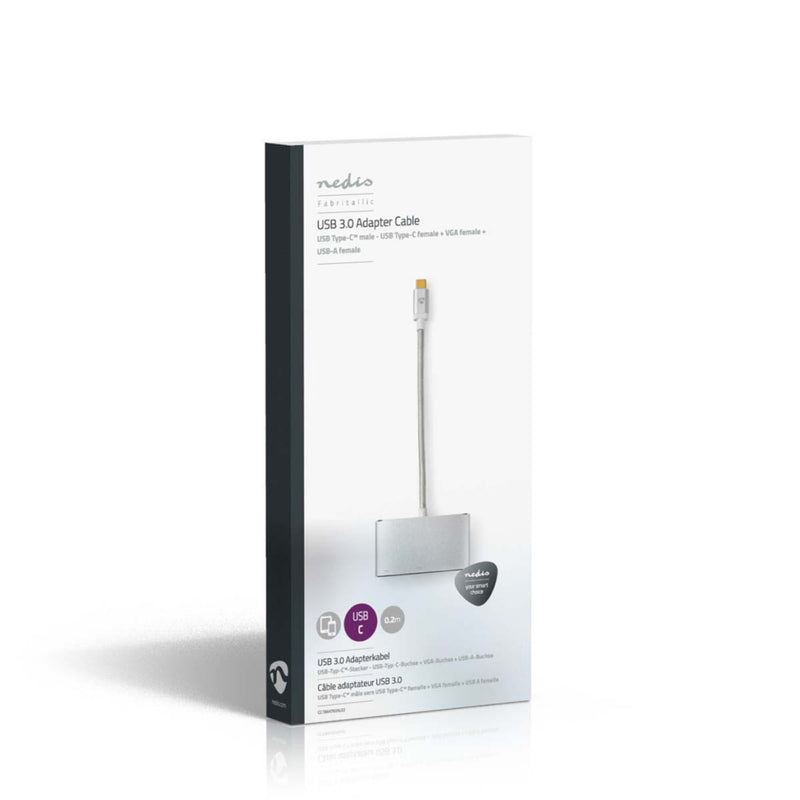 Nedis CCTB64760AL02 Usb Type-c Multi-adapterkabel Type-c Male - Usb A Female + Vga Female + Usb Typ