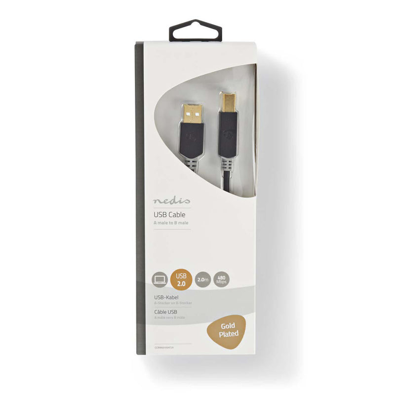 Nedis CCBW60100AT20 Kabel Usb 2.0 A Male - B Male 2,0 M Antraciet
