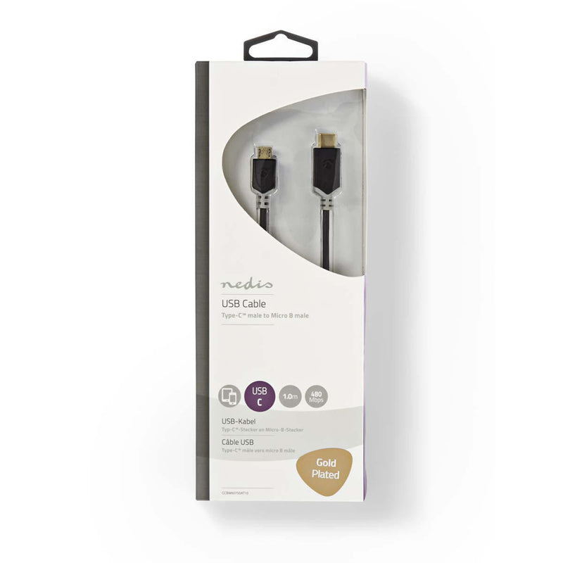Nedis CCBW60750AT10 Kabel Usb 2.0 Type-c Male - Micro-b Male 1,0 M Antraciet