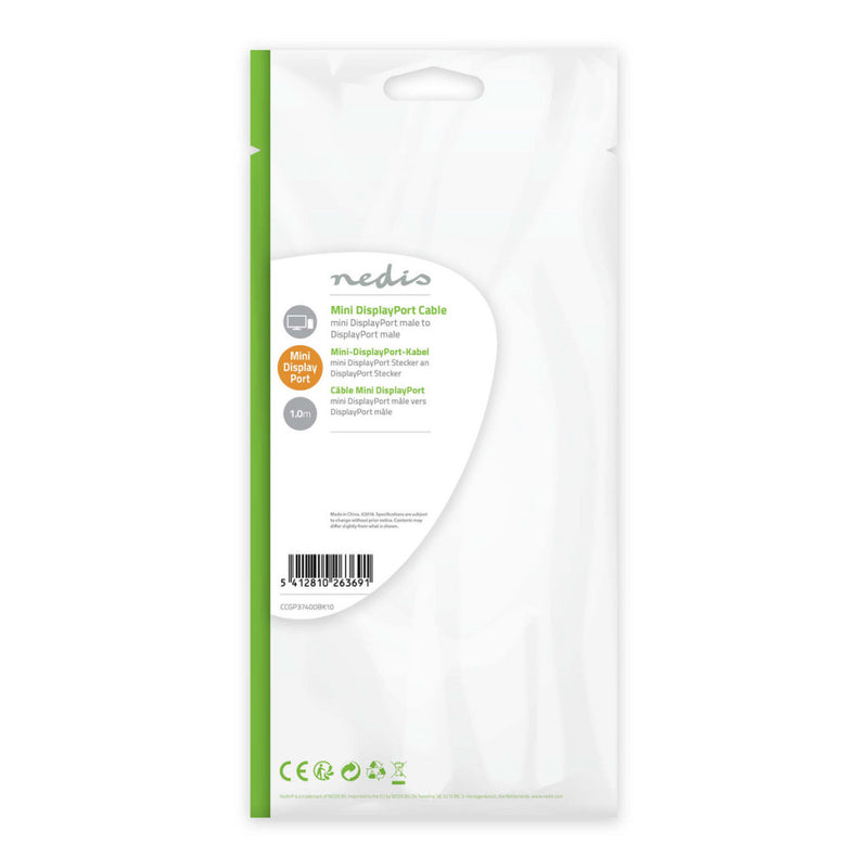 Nedis CCGP37400BK10 Mini-displayport - Displayport-kabel Mini-displayport Male - Displayport Male 1