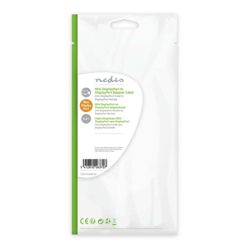 Nedis CCGP37450WT02 Mini-displayport - Displayport-kabel Mini-displayport Male - Displayport Female