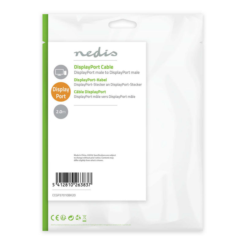 Nedis CCGP37010BK20 Displayport-kabel Displayport Male - Displayport Male 2,0 M Zwart