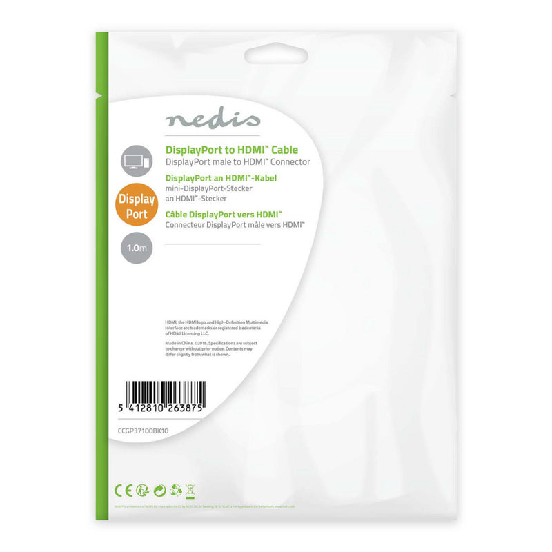 Nedis CCGP37100BK10 Displayport - Hdmi?-kabel Displayport Male - Hdmi?-connector 1,0 M Zwart