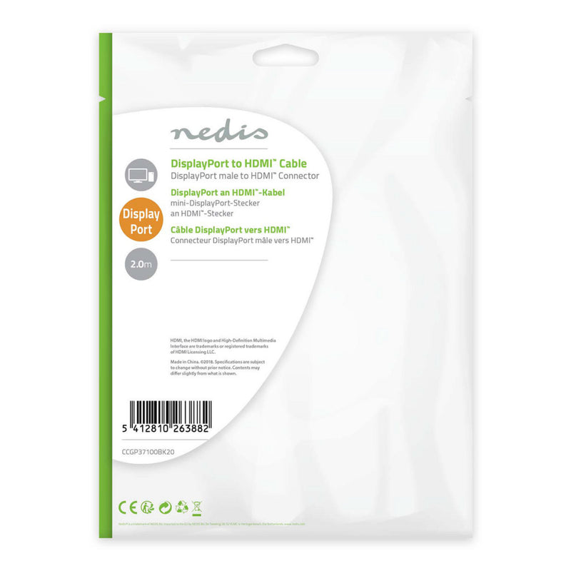 Nedis CCGP37100BK20 Displayport - Hdmi?-kabel Displayport Male - Hdmi?-connector 2,0 M Zwart