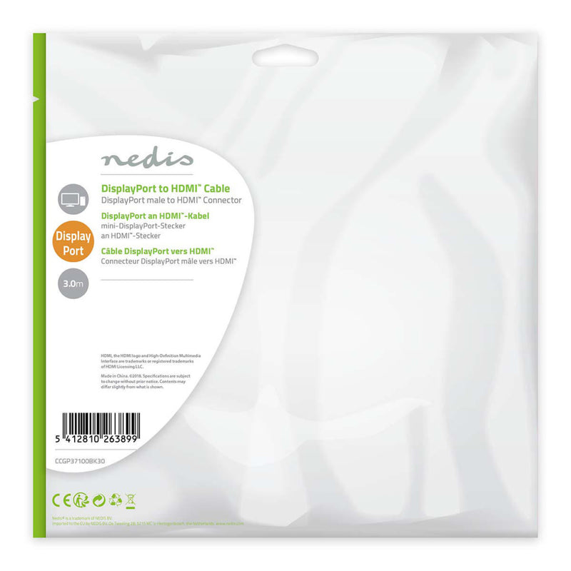 Nedis CCGP37100BK30 Displayport - Hdmi?-kabel Displayport Male - Hdmi?-connector 3,0 M Zwart