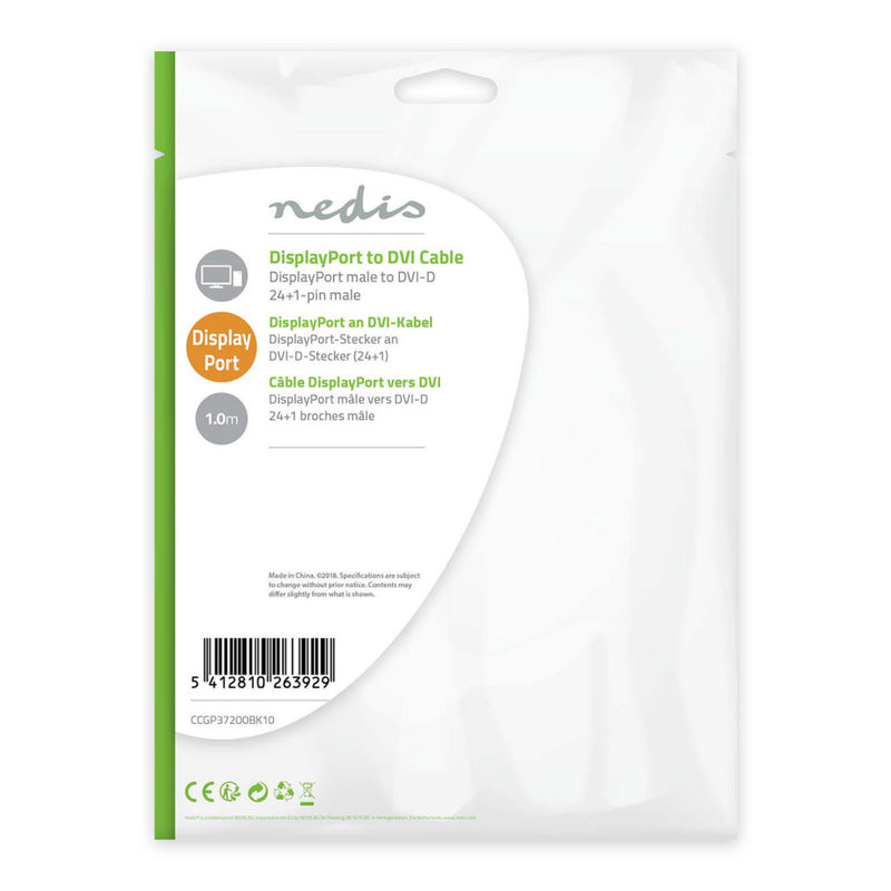 Nedis CCGP37200BK10 Displayport - Dvi-kabel Displayport Male - Dvi-d 24+1-pins Male 1,0 M Zwart