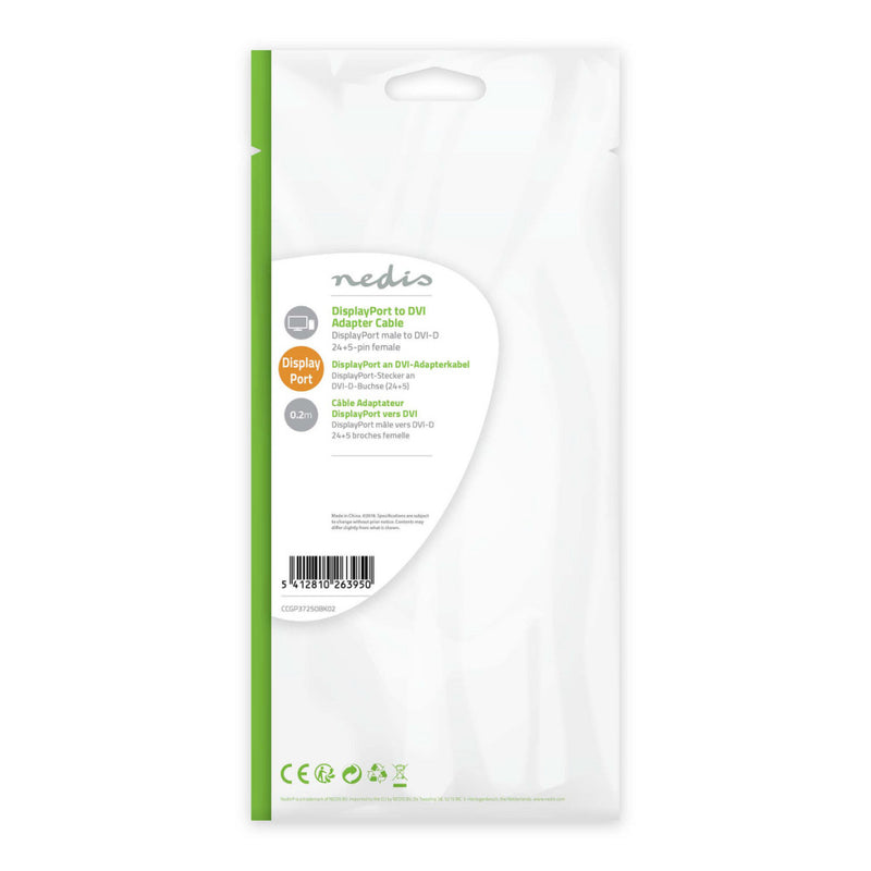 Nedis CCGP37250BK02 Displayport - Dvi-kabel Displayport Male - Dvi-d 24+1-pins Female 0,2 M Zwart