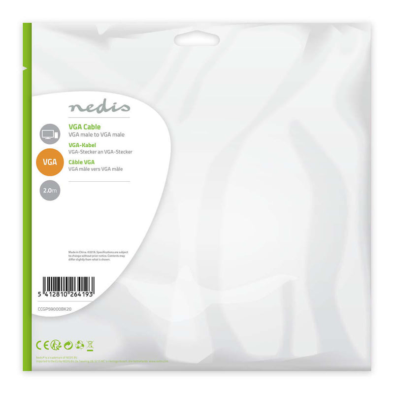 Nedis CCGP59000BK20 Vga-kabel Vga Male - Vga Male 2,0 M Zwart