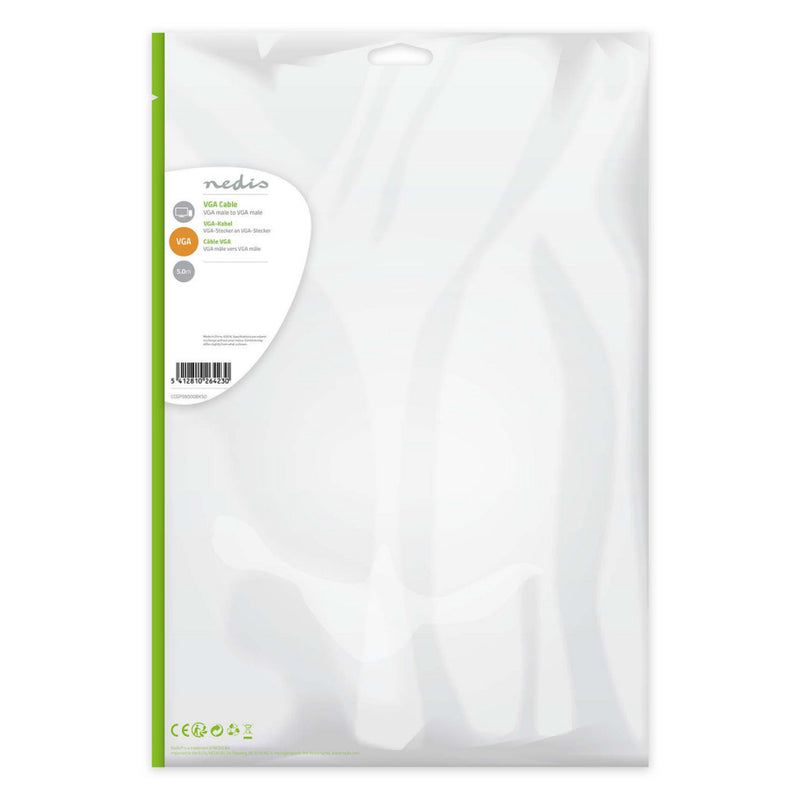 Nedis CCGP59000BK50 Vga-kabel Vga Male Vga Male Vernikkeld Maximale Resolutie: 1280x768 5.00 M Rond