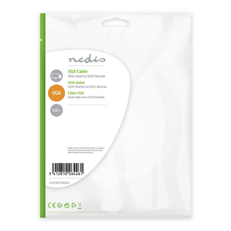Nedis CCGP59100BK20 Vga-kabel Vga Male - Vga Female 2,0 M Zwart