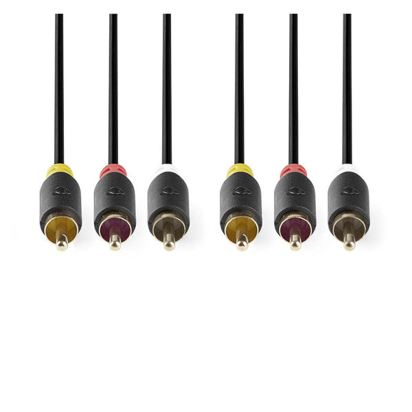 Nedis CVBW24300AT20 Composiet Videokabel 3x Rca Male - 3x Rca Male 2,0 M Antraciet