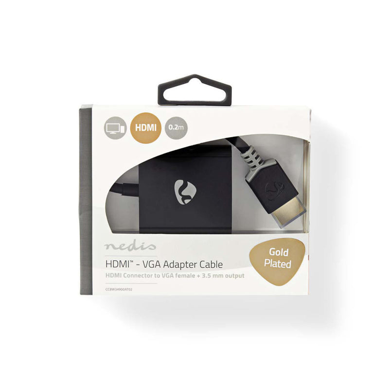 Nedis CCBW34900AT02 Hdmi - Vga-kabel Hdmi?-connector - Vga Female + 3,5 Mm Uitgang 0,2 M Antraciet